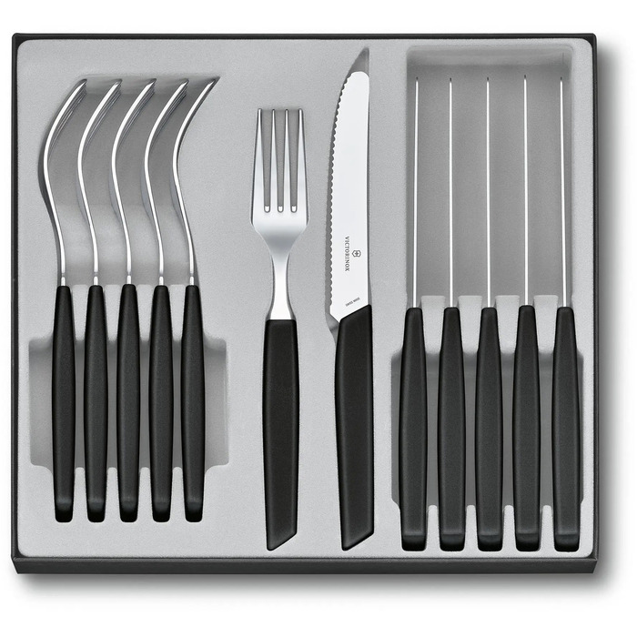 Набір кухонний Victorinox Swiss Modern Table Set 12шт з черн. ручкою (6 ножів tomato, 6 віделок)