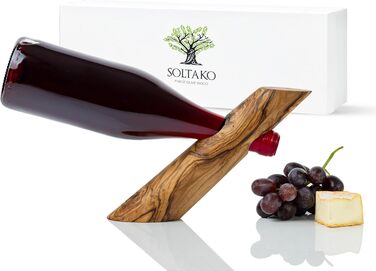 Тримач для винних пляшок SOLTAKO з ексклюзивного оливкового дерева, тримач для пляшок, тримач для вина Ідея подарунка Природа Прикраса столу Підставка для вина 30 см
