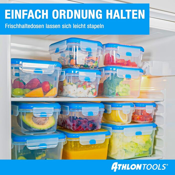 Набір з 4 контейнерів для зберігання продуктів 3 л з кришками ATHLON TOOLS