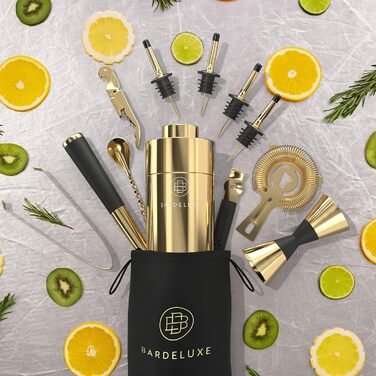 Набір для коктейлів преміум 12 предметів золотий BarDeluxe