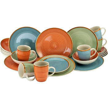 Набор посуды на 6 персон, 24 предмета, разноцветный Country Creatable