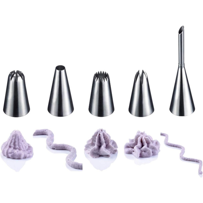 Кондитерський мішок 40 см та 5 сталевих насадок, кремово-білий Westmark