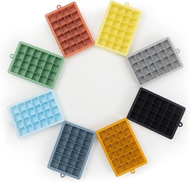 Силіконові формочки для льоду Blumtal 2x24 - Формочка для льоду - Силіконова форма для льоду діаметром 2,6 см - 2 формочки для льоду середнього розміру - Льодогенератор без BPA 2 шт. - Кубики середнього розміру (кубик M, Ultimate Grey - жовтий)