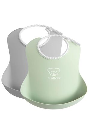Слюнявчики для дітей 2 предмети, сірий, блідо-зелений BabyBjörn