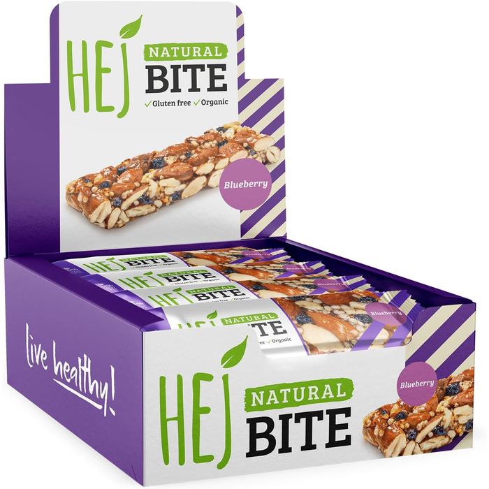 Органічні горіхові батончики - Низьковуглеводна закуска з горіхами - Веганський енергетичний батончик з мигдалем, фундуком та арахісом - Без глютену - Мигдаль та морська сіль 12 x 40 г Мигдаль та морська сіль 12 шт. (1 упаковка) (Чорниця, 12 шт. (1 упаков