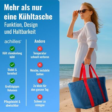 Сумка-холодильник Achilles, сумка для відпочинку з відділеннями для пляшок, сумка-холодильник, пляжна сумка, сумка для покупок, 55x25x32 см, червона