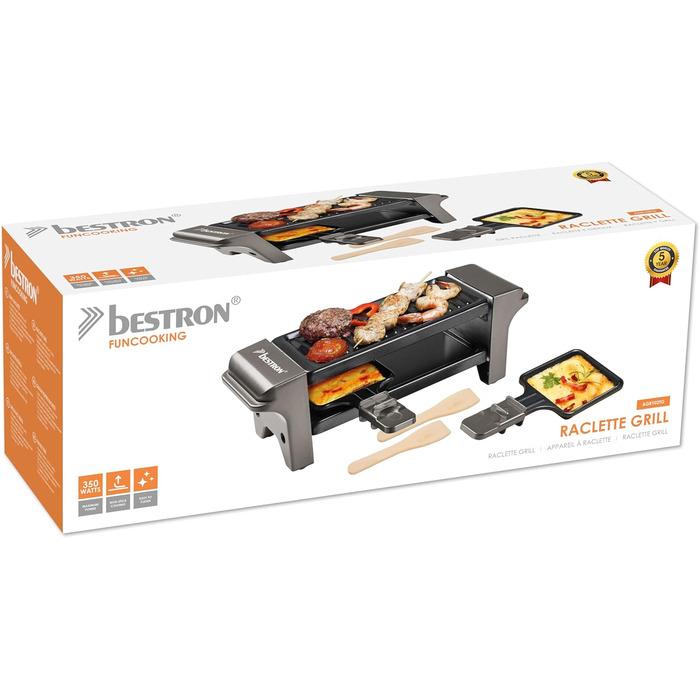 Раклетниця-гриль на 2 персони 350 Вт сірий Titanium Grey Bestron