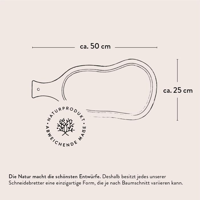 Дошка обробна з оливкового дерева 50 х 25 см das Olivenholzbrett