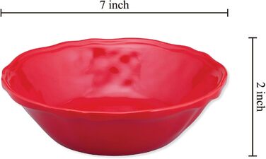 Набір меламінових мисок UP ware, миски у формі квітки для пасти, рису, супу та салату, без BPA, придатні для миття в посудомийній машині, ударостійкі, сині, 17,8 см, 6 предметів (святковий червоний)