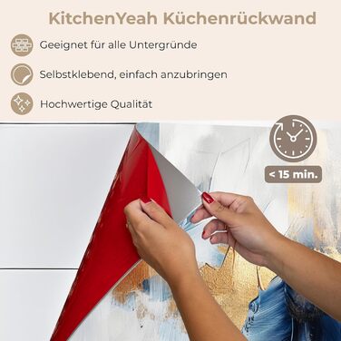 Кухонний фартух 60x80 см Самоклеючий настінний захисний екран для кухні Кухонний фартух Кухонні фасади Кухонні фартухи Кухонна стіна Вода - Пейзаж - (Золото - Синій, 60 x 80 см)