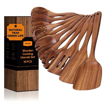 Набір кухонних аксесуарів із натурального тикового дерева 10 предметів Mooues