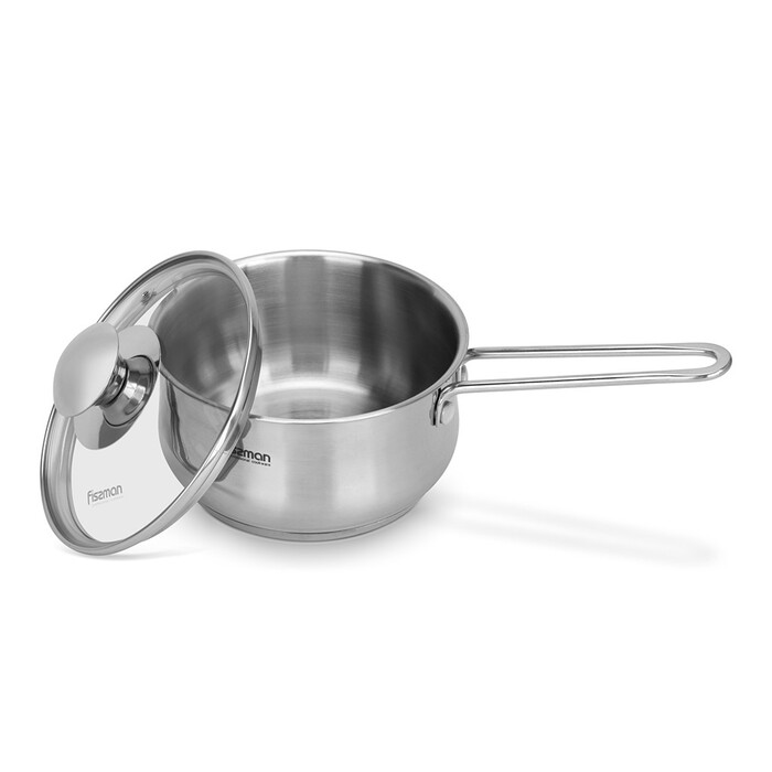 Ківш зі скляною кришкою 14 x 7,5 см 1,1 л сталь GULLIVER Fissman