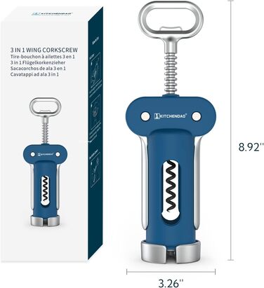 Штопор 3-в-1 синий KITCHENDAO