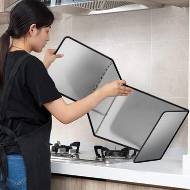 Портативний захист від бризок для приготування їжі, антипригарний, захист від бризок олії, захист від бризок для смаження, плита, захист від бризок, кухня, (срібний, L)