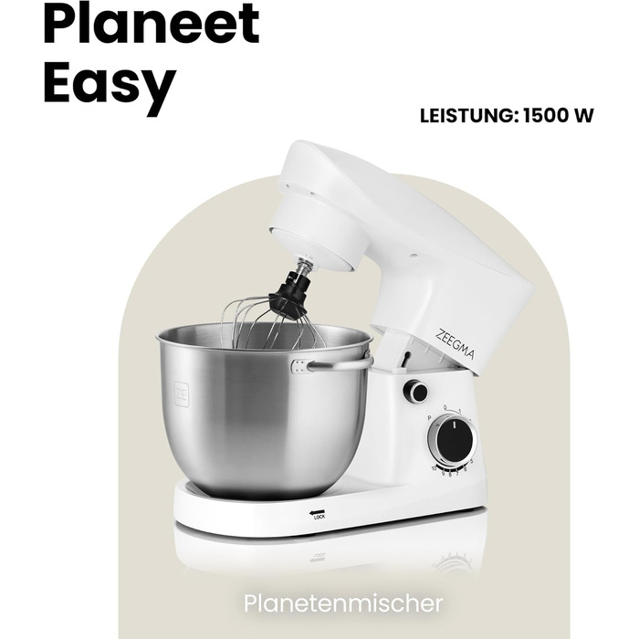 Кухонний комбайн-міксер 1500 Вт 5,2 л білий Planeet Easy Zeegma