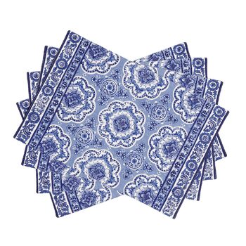 Бавовняні килимки для серветок, набір з 4 шт. , декоративні килимки для серветок, пасхальні килимки, що миються, для свят, вечерь, весни, літа (33 см x 48 см) (014 - Melodie Bleue), 39Hermine 100