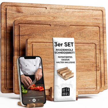 Набір обробних дощок з натурального акацієвого дерева 3 шт Deco haus