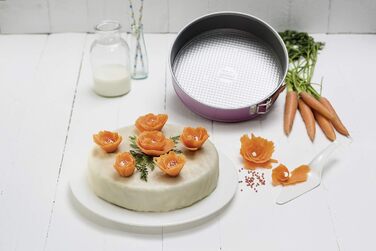 Роз'ємна форма для творчої студії Zenker Z7480 Ø 26 см, форма для випічки з плоским дном, кругла форма для торта з антипригарним покриттям, творча випічка (колір рожевий, сріблястий), кількість