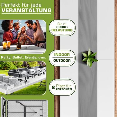 Складной садовый стол 180x75 см белый tillvex