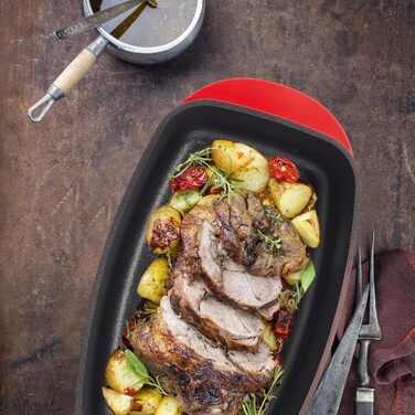 Жаровня с крышкой 5 л красная Relaxdays