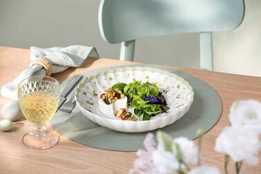 Набір для сніданку &quotВеликодня насолода&quot для 2 осіб, 6 предметів, зелений, Великодній набір з обідніми тарілками, кухлями та мисками для пластівців, Великодні керамічні тарілки, чашки та миски, преміум-порцеляна (Набір тарілок 6 осіб)