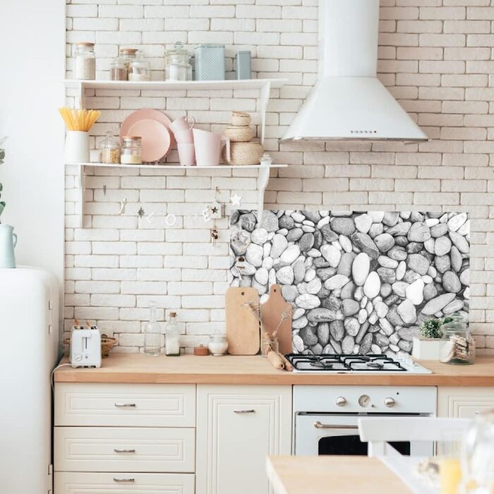 Дизайнерський кухонний фартух з алюмінієвого композиту, кухонний фартух, товщина 3 мм, 60x100 см, (сірий колір &quotпебблз&quot)