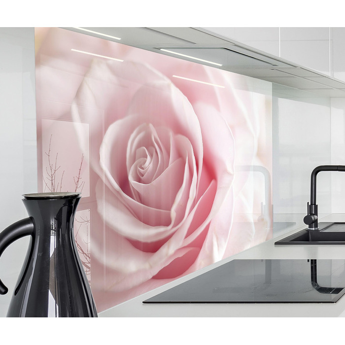 Кухонний фартух timalo зі скляним виглядом Акрилове скло 2 мм Бризкозахисна стіна для плити, скляний фартух, акрилові скляні стінові панелі, захисна панель для фартуха Бетонно-блакитно-сірий (160x50 см, 239- Рожеві троянди)
