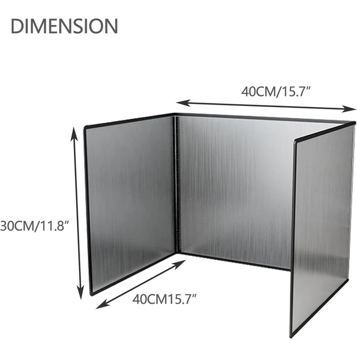 Складаний захист від бризок для плити, нержавіюча сталь, складний, захист від бризок для плити, настінний, газовий, сковорідка, кемпінговий, чотирискладний, 45 x 80 x 60 см (потрійний складений борт, 30*40*40 см)