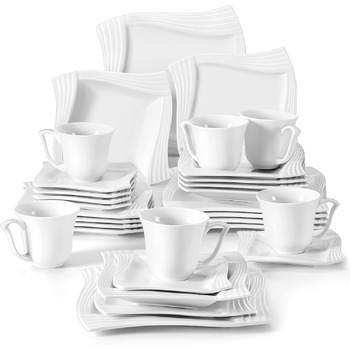 Набор фарфоровый тарелок  для столового сервиза на 6 персон 30 предметов MALACASA