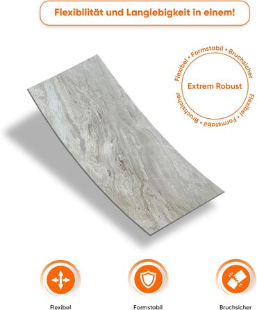 Стінові панелі IZODEKOR під мармур 60x120 см Панель для кухонного фартуха ПВХ-облицювання стін для кухні, ванної кімнати Бризкозахисний екран для кухні Водонепроникний та термостійкий (4 панелі 4 монтажних клею, Mars Bubble)