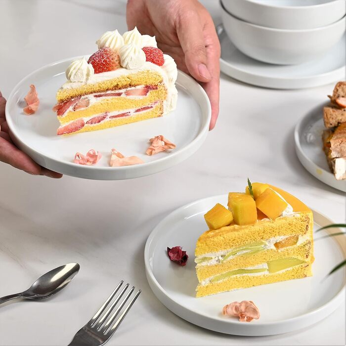 Набір десертних тарілок 18 см, 6 предметів, білі WishDeco