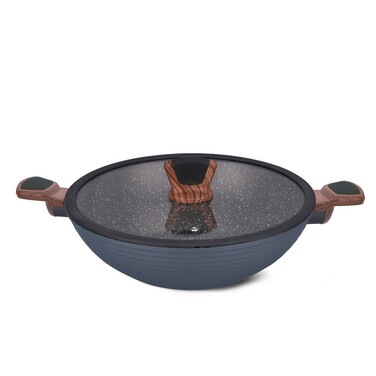 Вок Fissman DIAMOND GREY 3,6 л со стеклянной крышкой (14302)