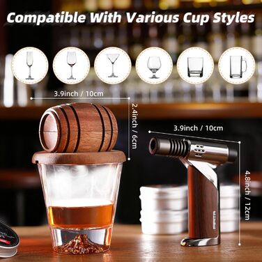 Набор для копчения коктейлей с факелом из 8 вкусов древесных чипсов PIPITA