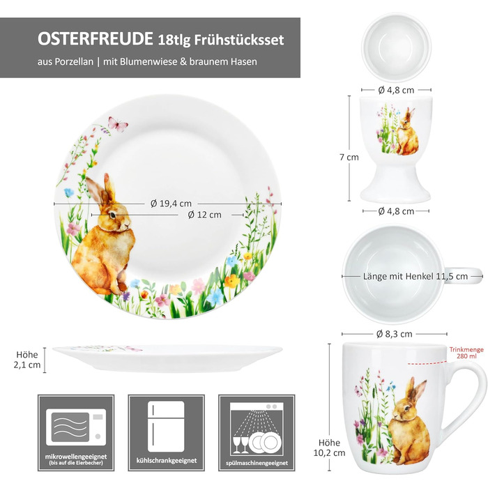 Набір для сніданку з 18 предметів MamboCat