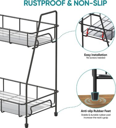 Стійка для спецій двохярусна 31 x 16,5 x 31 см, чорна Vialex