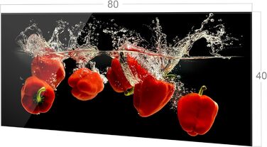 Скляний кухонний фартух GRAZDesign 4 мм Декоративний скляний фартух з квітковим мотивом Кухонний фартух сірого кольору - (паприка, 80x40 см)