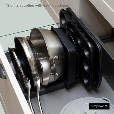 Тримач для посуду розсувний, набір 2 предмети, чорний Simplywire