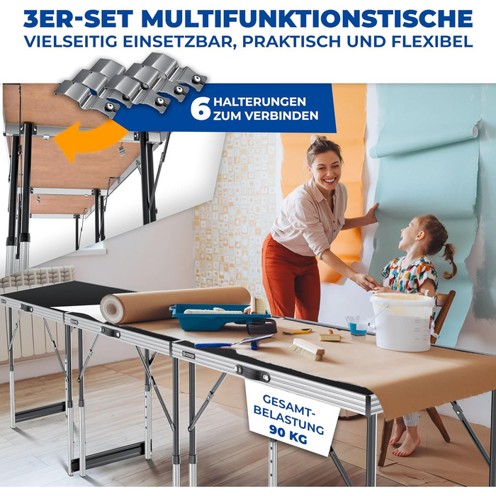 Комплект із 3 столів для кемпінгу 100 х 60 см KESSER