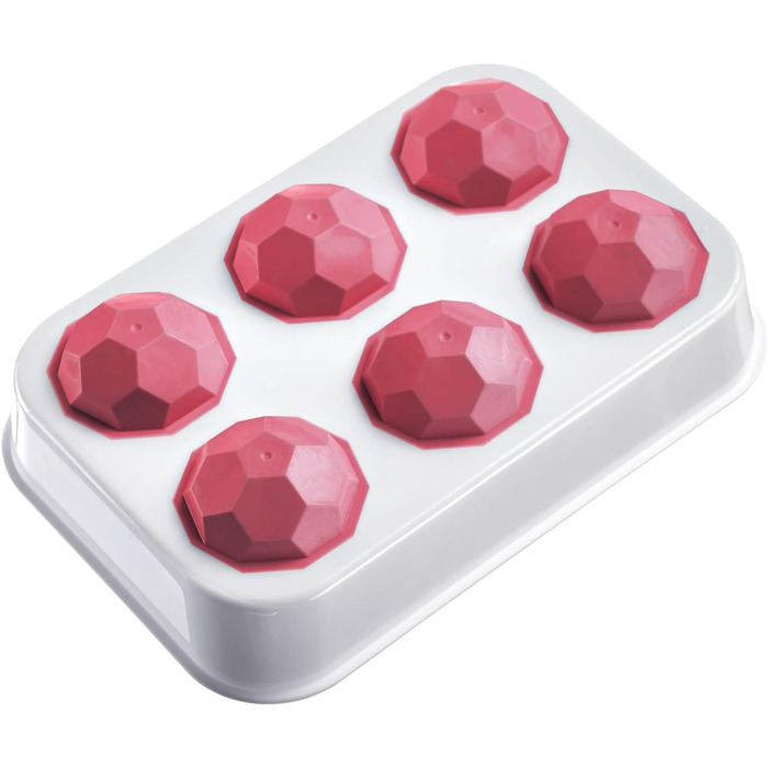 Льодогенератор Westmark Ice Cube Maker Cube форма для льоду з кришкою, для приготування 6 великих кубиків льоду, прозорий/червоний/білий пластик, без BPA, великий (круглий, великий)