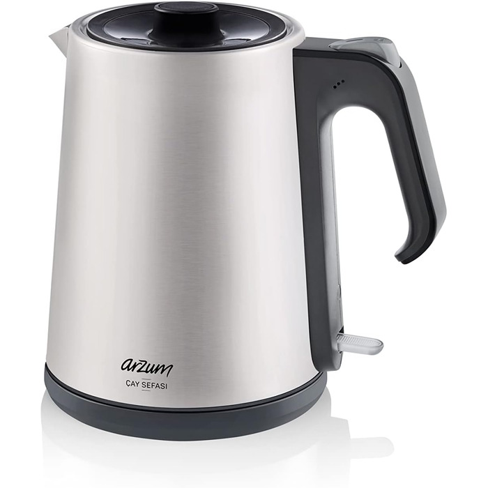 Електричний турецький чайник, 2200 Вт, чайник 3,5 л, скляний чайник 1,2 л, нержавіюча сталь, інтелектуальний контроль температури, захист від кипіння (1,8 л (чайник) / 1,2 л (чайник), сріблястий)