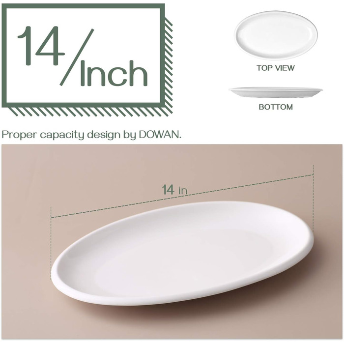 Тарелка овальная 35,6 см, набор 2 предмета, белая Dowan