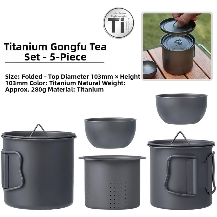 Легкий титановий похідний набір 5 предметів Posheliox