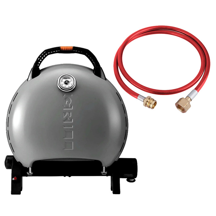КОМПЛЕКТ Портативный переносной газовый гриль O-GRILL 600T, серебро+шланг в подарок! Код: 011681
