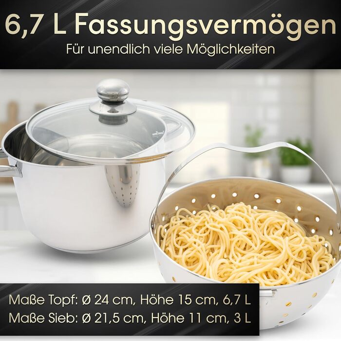 Каструля для пасти зі скляною кришкою 24 см Beyond