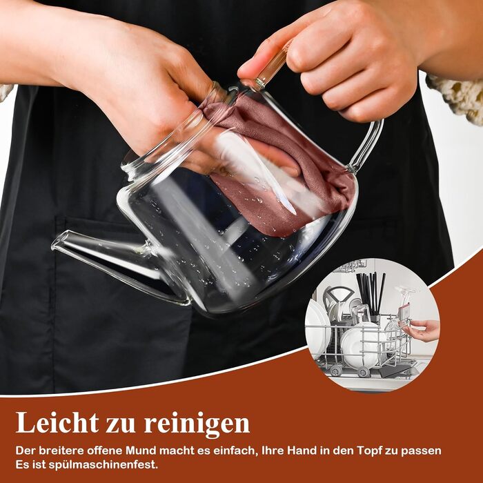 Заварочный чайник стеклянный 1000 мл со съемным ситечком Ehugos