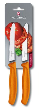 Кухонний ніж Victorinox SwissClassic Tomato&Sausage лезо 11см хвил. з помар. ручкою 2шт (блістер)