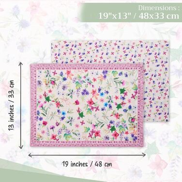 Бавовняні килимки для серветок, набір з 4 шт. , декоративні килимки для серветок, пасхальні килимки, що миються, для свят, вечерь, весни, літа (33 см x 48 см) (053 - Шардон), 39Hermine 100