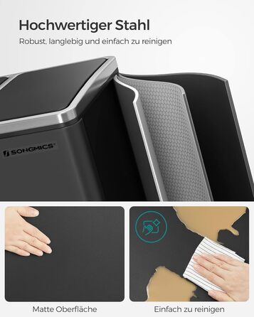 Кухонные мусорные контейнеры, 3 x 18 л, черный SONGMICS