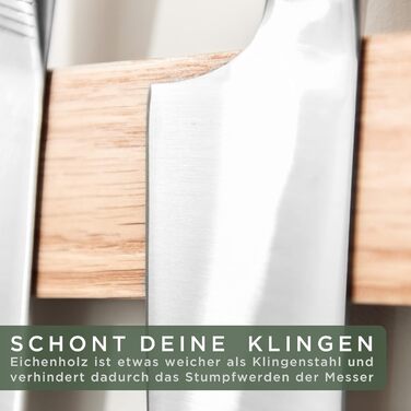 Настінний тримач для кухонних ножів магнітний 40 см, дерево дуба WALDWERK