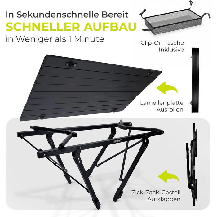 Складний багатофункціональний стіл для кемпінгу 90 х 51 см Werkfox